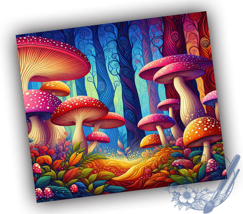 3D Mushroom Tumbler, 20oz Tumbler Wrap, Sublimation Design, Digital Download, High Resolution PNG, Trippy Mushroom Design, Summer Drinkware Sublimation ToriDesigns 
