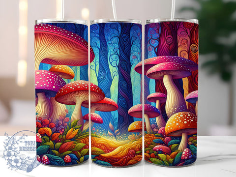 3D Mushroom Tumbler, 20oz Tumbler Wrap, Sublimation Design, Digital Download, High Resolution PNG, Trippy Mushroom Design, Summer Drinkware Sublimation ToriDesigns 