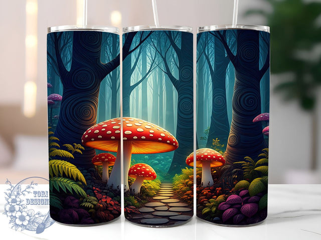 3D Mushroom Tumbler, 20oz Tumbler Wrap, Sublimation Design, Digital Download, High Resolution PNG, Trippy Mushroom Design, Summer Drinkware Sublimation ToriDesigns 