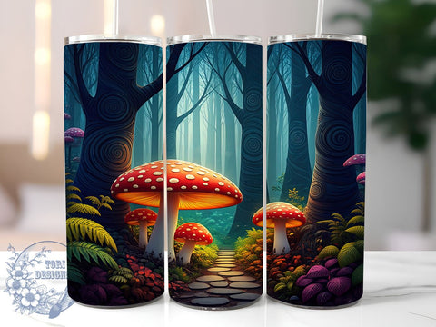 3D Mushroom Tumbler, 20oz Tumbler Wrap, Sublimation Design, Digital Download, High Resolution PNG, Trippy Mushroom Design, Summer Drinkware Sublimation ToriDesigns 