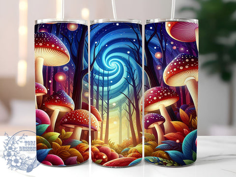 3D Mushroom Tumbler, 20oz Tumbler Wrap, Sublimation Design, Digital Download, High Resolution PNG, Trippy Mushroom Design, Summer Drinkware Sublimation ToriDesigns 