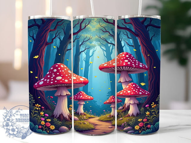 3D Mushroom Tumbler, 20oz Tumbler Wrap, Sublimation Design, Digital Download, High Resolution PNG, Trippy Mushroom Design, Summer Drinkware Sublimation ToriDesigns 