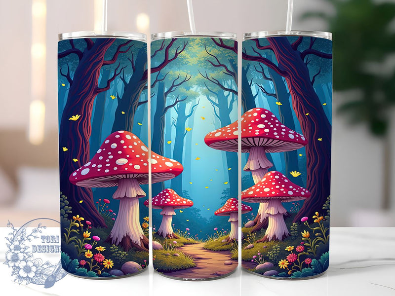 3D Mushroom Tumbler, 20oz Tumbler Wrap, Sublimation Design, Digital Download, High Resolution PNG, Trippy Mushroom Design, Summer Drinkware Sublimation ToriDesigns 