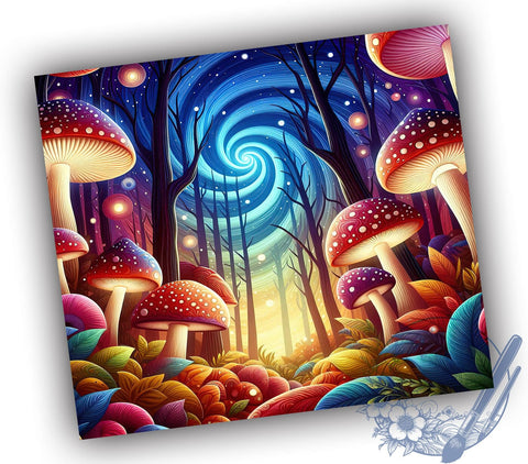 3D Mushroom Tumbler, 20oz Tumbler Wrap, Sublimation Design, Digital Download, High Resolution PNG, Trippy Mushroom Design, Summer Drinkware Sublimation ToriDesigns 