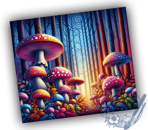 3D Mushroom Tumbler, 20oz Tumbler Wrap, Sublimation Design, Digital Download, High Resolution PNG, Trippy Mushroom Design, Summer Drinkware Sublimation ToriDesigns 