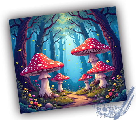 3D Mushroom Tumbler, 20oz Tumbler Wrap, Sublimation Design, Digital Download, High Resolution PNG, Trippy Mushroom Design, Summer Drinkware Sublimation ToriDesigns 