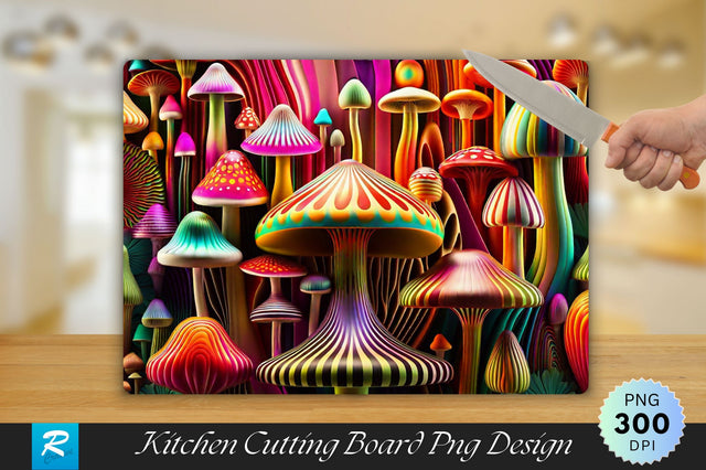 3D Mushrooms Cutting Board Sublimation Regulrcrative 