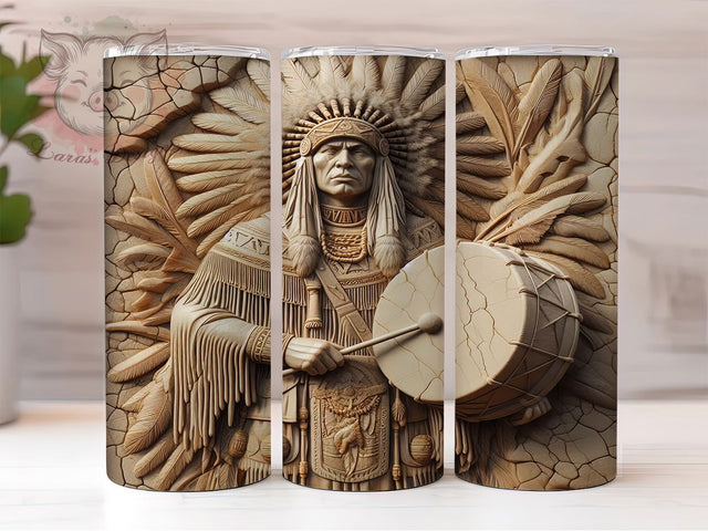 3D Native Tribal Carved Tumbler Wrap, Carved Wall Tumbler, Indigenous 3D Sublimation, Tribal Carving Cup, Native Heritage Drinkware, Rustic Wall Art Mug, Cultural Carved Digital Sublimation Lara' s Designs 