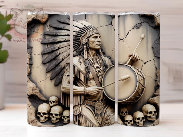 3D Native Tribal Carved Tumbler Wrap, Carved Wall Tumbler, Indigenous 3D Sublimation, Tribal Carving Cup, Native Heritage Drinkware, Rustic Wall Art Mug, Cultural Carved Digital Sublimation Lara' s Designs 