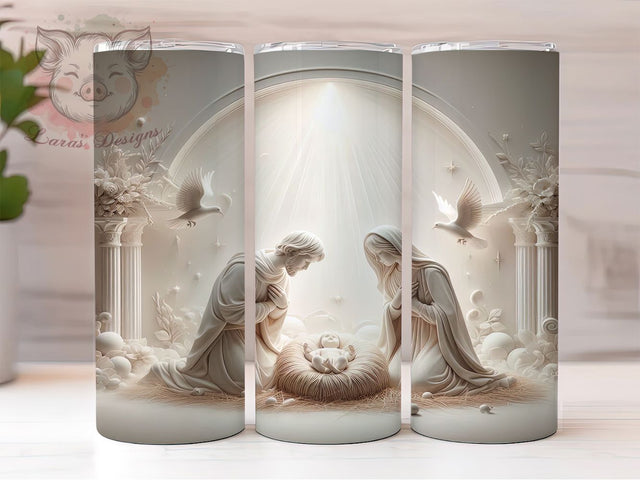 3D Nativity Christian Tumbler, Christian Christmas Wrap, Holy Night Sublimation, Faith-Based Holiday Cup, 20Oz Skinny Tumbler Wrap, Religious Christmas Mug, Spiritual Scene Design Sublimation Lara' s Designs 