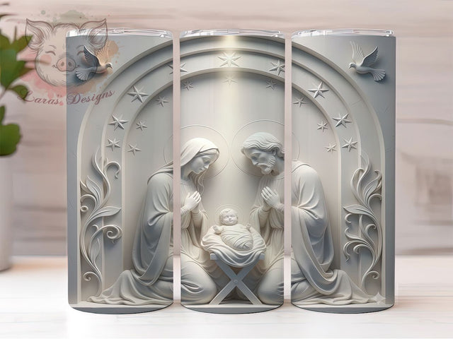 3D Nativity Christian Tumbler, Christian Christmas Wrap, Holy Night Sublimation, Faith-Based Holiday Cup, 20Oz Skinny Tumbler Wrap, Religious Christmas Mug, Spiritual Scene Design Sublimation Lara' s Designs 