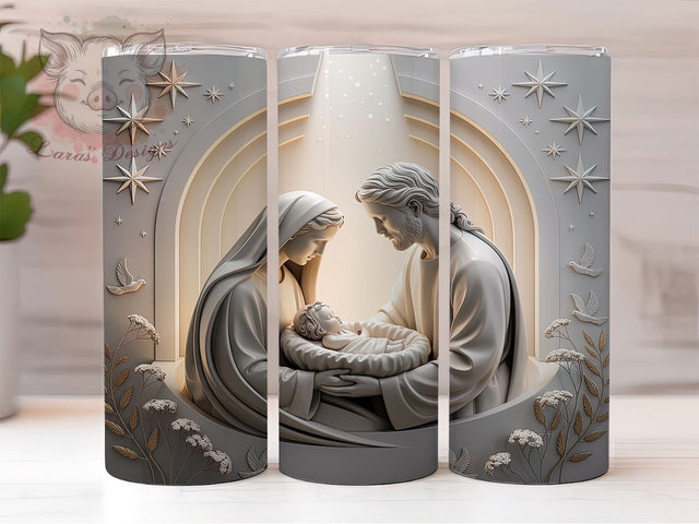 3D Nativity Christian Tumbler, Christian Christmas Wrap, Holy Night Sublimation, Faith-Based Holiday Cup, 20Oz Skinny Tumbler Wrap, Religious Christmas Mug, Spiritual Scene Design Sublimation Lara' s Designs 