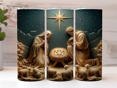 3D Nativity Christmas Tumbler, Christmas Story Wrap, Holy Night Sublimation, Religious Holiday Cup, 20Oz Skinny Tumbler Wrap, Faith-Based Mug, Christian Christmas Design Sublimation Lara' s Designs 