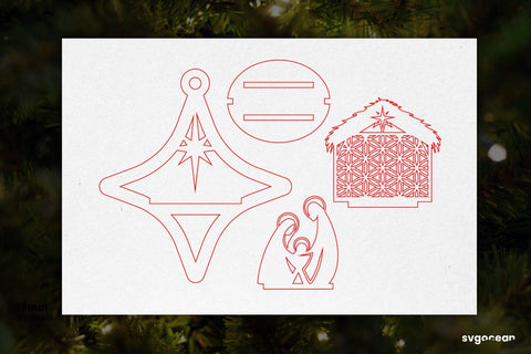 3D Nativity Scene Ornaments Bundle SVG SvgOcean 