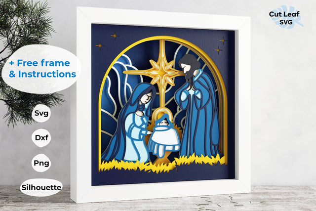 3D Nativity svg - Shadow Box svg, Christmas svg, Nativity svg, Jesus svg, 3d svg 3D Paper CutLeafSvg 