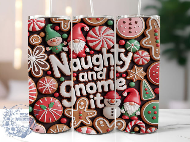 3D Naughty Christmas Gnome Tumbler, 3D Inflated Sublimation Design, Naughty Gnome Holiday Art, 20oz Xmas Tumbler, Whimsical Christmas Mug, Stylish Gnome Cup, Festive Naughty Wrap Sublimation ToriDesigns 