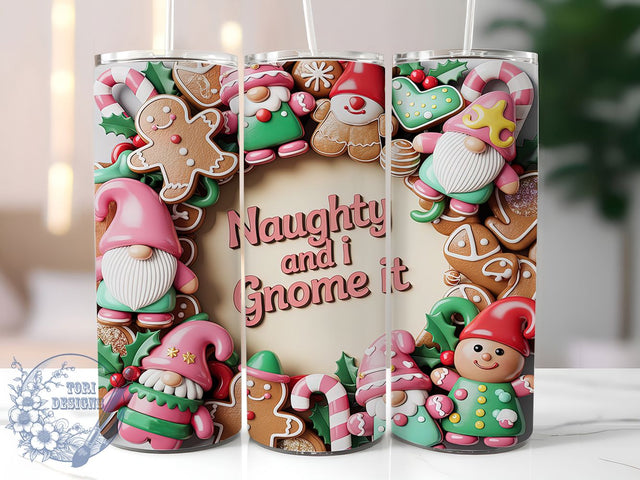 3D Naughty Christmas Gnome Tumbler, 3D Inflated Sublimation Design, Naughty Gnome Holiday Art, 20oz Xmas Tumbler, Whimsical Christmas Mug, Stylish Gnome Cup, Festive Naughty Wrap Sublimation ToriDesigns 