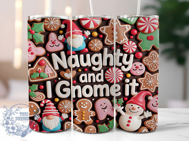 3D Naughty Christmas Gnome Tumbler, 3D Inflated Sublimation Design, Naughty Gnome Holiday Art, 20oz Xmas Tumbler, Whimsical Christmas Mug, Stylish Gnome Cup, Festive Naughty Wrap Sublimation ToriDesigns 
