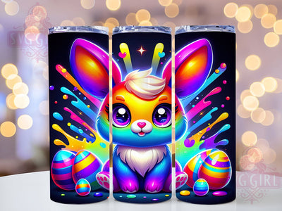 3D Neon Bunny Easter Tumbler, Neon Splash Tumbler, Stylish 20oz Wrap, Sublimation Design, Trendy Gift Idea, Easter Neon Wrap, Bunny Glow Tumbler Sublimation SvggirlplusArt 
