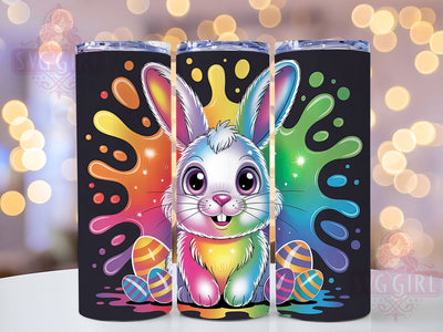 3D Neon Bunny Easter Tumbler, Neon Splash Tumbler, Stylish 20oz Wrap, Sublimation Design, Trendy Gift Idea, Easter Neon Wrap, Bunny Glow Tumbler Sublimation SvggirlplusArt 