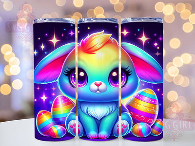 3D Neon Bunny Easter Tumbler, Neon Splash Tumbler, Stylish 20oz Wrap, Sublimation Design, Trendy Gift Idea, Easter Neon Wrap, Bunny Glow Tumbler Sublimation SvggirlplusArt 