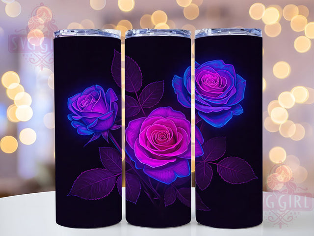 3D Neon Roses Glowing 20oz Floral Tumbler Wrap, Vibrant Rose Sublimation, Electric Flowers 20oz Wrap, Seamless Neon Roses Design, Luminous Floral Tumbler, Bright Glow Rose Tumbler Sublimation SvggirlplusArt 