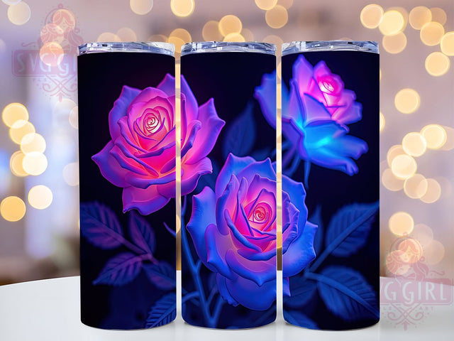 3D Neon Roses Glowing 20oz Floral Tumbler Wrap, Vibrant Rose Sublimation, Electric Flowers 20oz Wrap, Seamless Neon Roses Design, Luminous Floral Tumbler, Bright Glow Rose Tumbler Sublimation SvggirlplusArt 