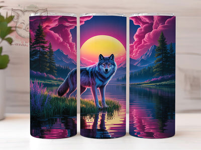 3D Neon Yellowstone Wolf Tumbler, Yellowstone Wolf Tumbler, 3D Wildlife Wrap, Vibrant Neon Wrap, Artistic Wolf Wrap, Sublimation Design, Trendy Gift Idea Sublimation Lara' s Designs 