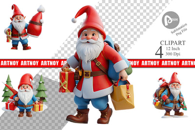 3D Nordic Gnome Clipart Sublimation artnoy 
