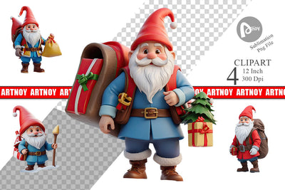 3D Nordic Gnome Clipart Sublimation artnoy 