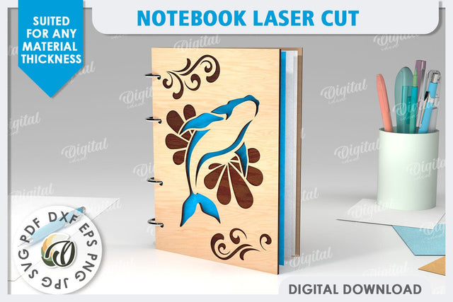 3D Notebook Laser Cut Design. Wooden Notebook SVG SVG Evgenyia Guschina 