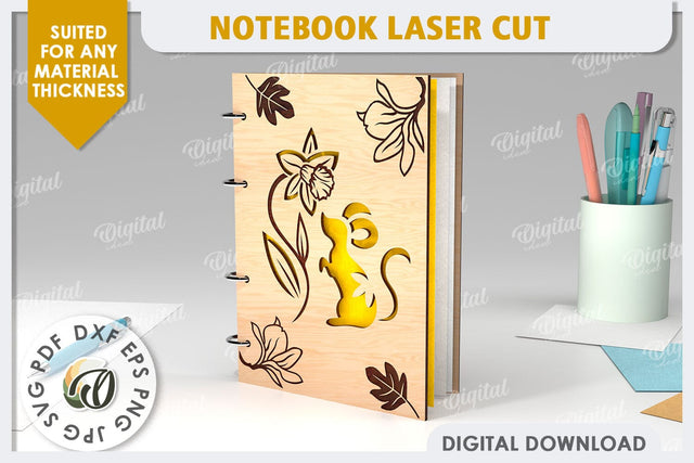3D Notebook Laser Cut Design. Wooden Notebook SVG SVG Evgenyia Guschina 