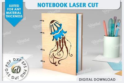 3D Notebook Laser Cut Design. Wooden Notebook SVG SVG Evgenyia Guschina 