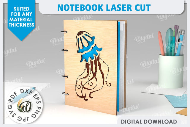 3D Notebook Laser Cut Design. Wooden Notebook SVG SVG Evgenyia Guschina 