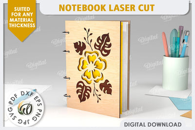 3D Notebook Laser Cut Design. Wooden Notebook SVG SVG Evgenyia Guschina 