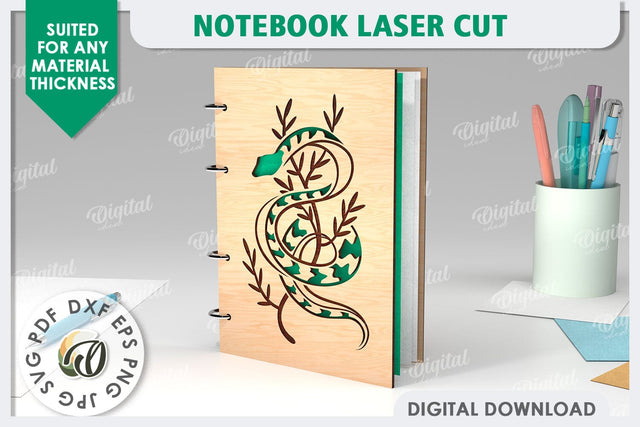 3D Notebook Laser Cut Design. Wooden Notebook SVG SVG Evgenyia Guschina 