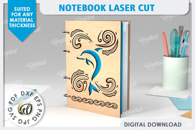 3D Notebook Laser Cut Design. Wooden Notebook SVG SVG Evgenyia Guschina 