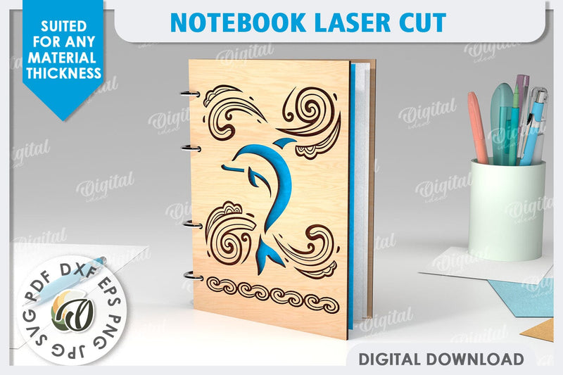 3D Notebook Laser Cut Design. Wooden Notebook SVG SVG Evgenyia Guschina 