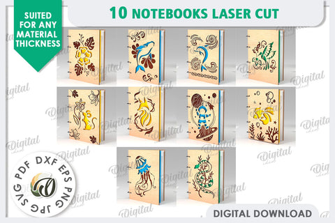 3D Notebooks Laser Cut Bundle. Wooden Notebooks SVG SVG Evgenyia Guschina 