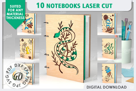 3D Notebooks Laser Cut Bundle. Wooden Notebooks SVG SVG Evgenyia Guschina 
