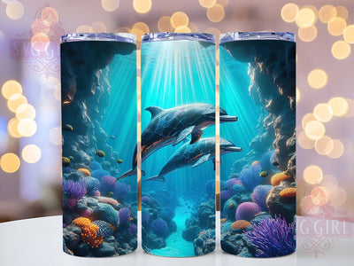 3D Ocean Dolphins Summer Tumbler, Ocean Wrap, Summer Design, 3D Sublimation, 20oz Tumbler, Sea Life Art, Beach Theme Sublimation SvggirlplusArt 