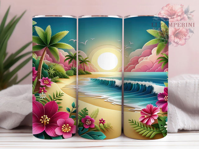 3D Ocean Vibes Beach Tumbler, 3D Beach Tumbler Wrap, Ocean Vibes Sublimation, 20oz Beach Design, Coastal Tumbler, Tropical Beach Tumbler Sublimation Li Zamperini 