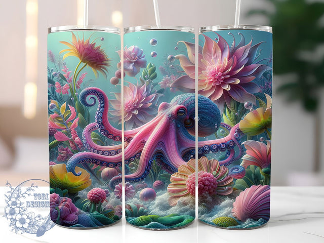 3D Octopus Sea Tumbler Wrap, Underwater Sea Wrap, 20oz Tumbler Sublimation, Deep Ocean Creature Design, Marine Life Sublimation, Tentacle Art Tumbler, Aquatic Fantasy Wrap Sublimation ToriDesigns 