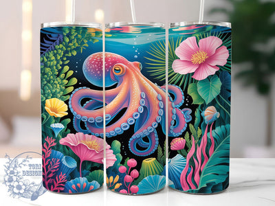 3D Octopus Sea Tumbler Wrap, Underwater Sea Wrap, 20oz Tumbler Sublimation, Deep Ocean Creature Design, Marine Life Sublimation, Tentacle Art Tumbler, Aquatic Fantasy Wrap Sublimation ToriDesigns 