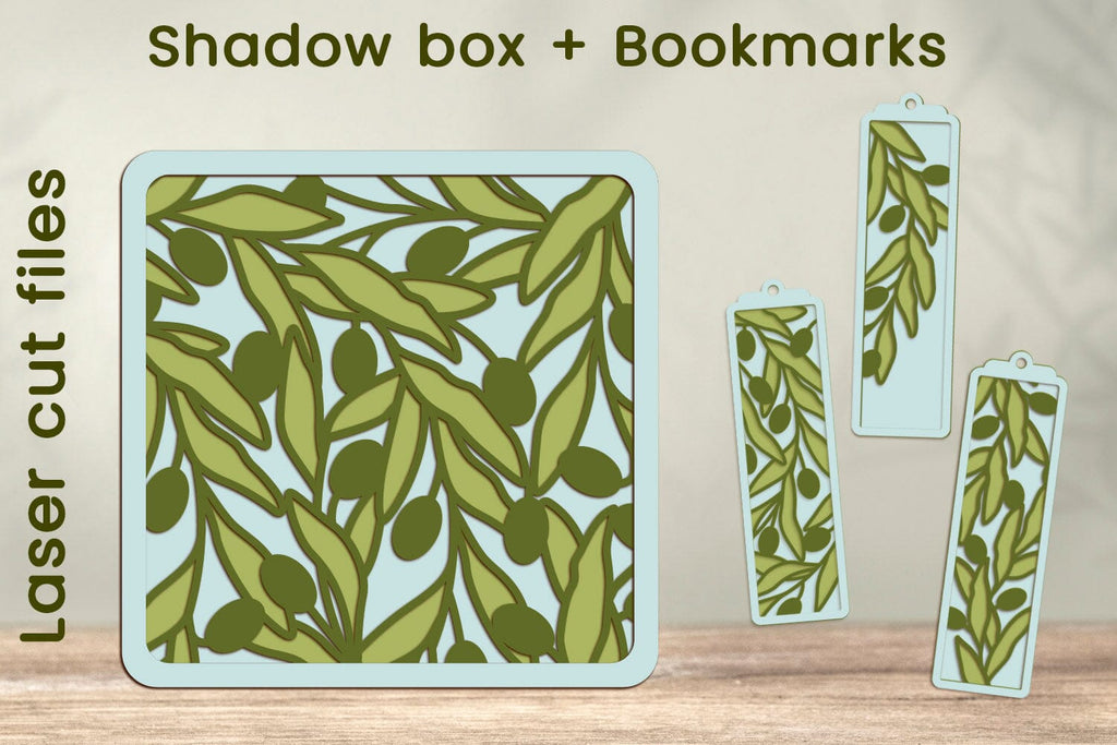 3d Olive branch shadow box and bookmarks set svg, Layered papercut - So ...