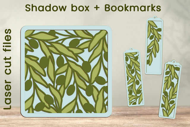 3d Olive branch shadow box and bookmarks set svg, Layered papercut 3D Paper AnastasiyaArtDesign 