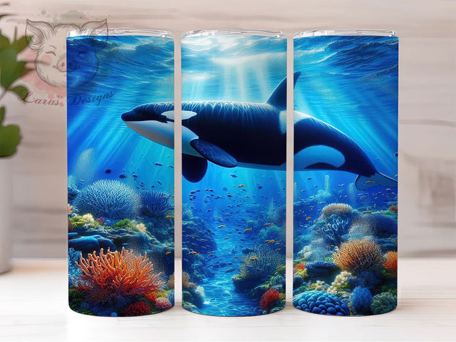 3D Orca Ocean Tumbler, Underwater World, Ocean Sea, Sublimation Art, 20oz Tumbler, Marine Life, Cute Design Sublimation Lara' s Designs 