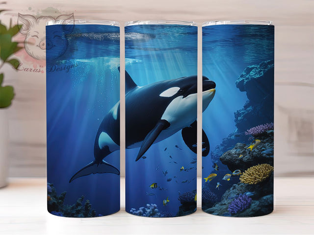 3D Orca Ocean Tumbler, Underwater World, Ocean Sea, Sublimation Art, 20oz Tumbler, Marine Life, Cute Design Sublimation Lara' s Designs 