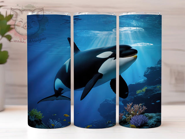 3D Orca Ocean Tumbler, Underwater World, Ocean Sea, Sublimation Art, 20oz Tumbler, Marine Life, Cute Design Sublimation Lara' s Designs 