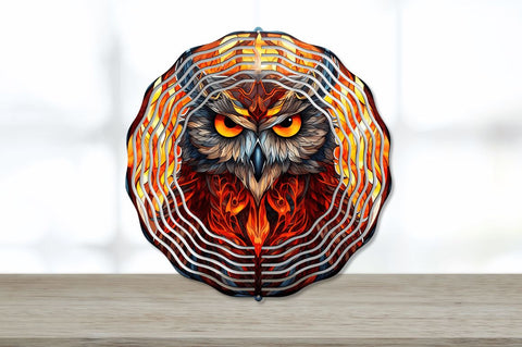 3D Owl Bird Burning Wind Spinner Sublimation Regulrcrative 
